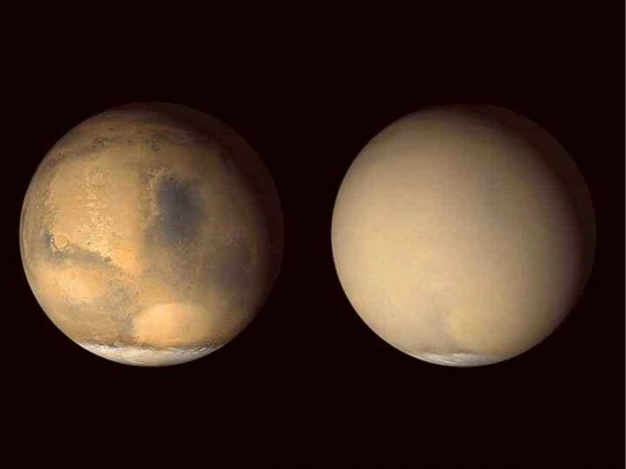 Buildup of solar heat likely contributes to Mars' dust storms