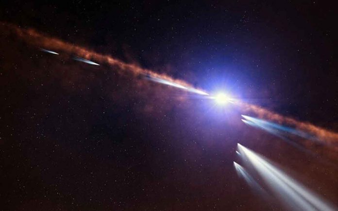 Discovery of 30 exocomets in a young planetary system