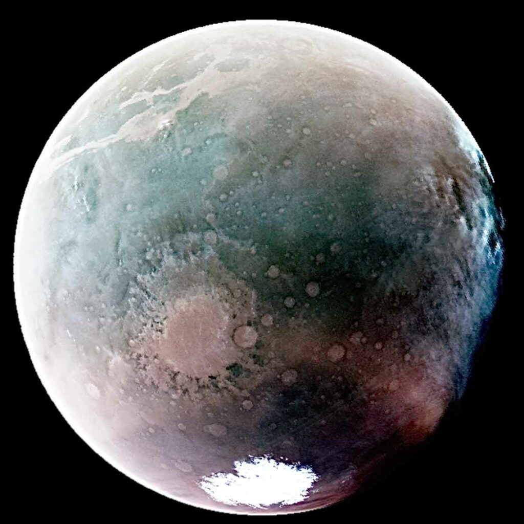 first image, taken in July 2022, portrays the southern hemisphere of Mars